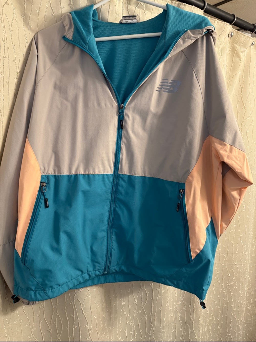 New Balance Teal, Light Gray & Peach Colorblock Windbreaker